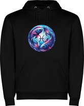 Zwarte unisex hoodie met “ Kleurrijke Sterrenbeeld Vissen – Astrologie – Horoscoop – Zodiac Signs “ Print Full Color merk Roly maat L