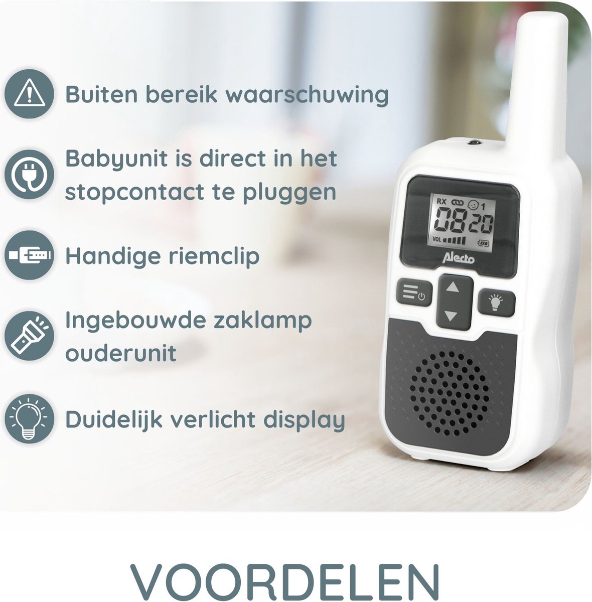 Afbeelding 3 van Alecto DBX-80 - Babyfoon met groot bereik - Tot 3km - Wit/Antraciet