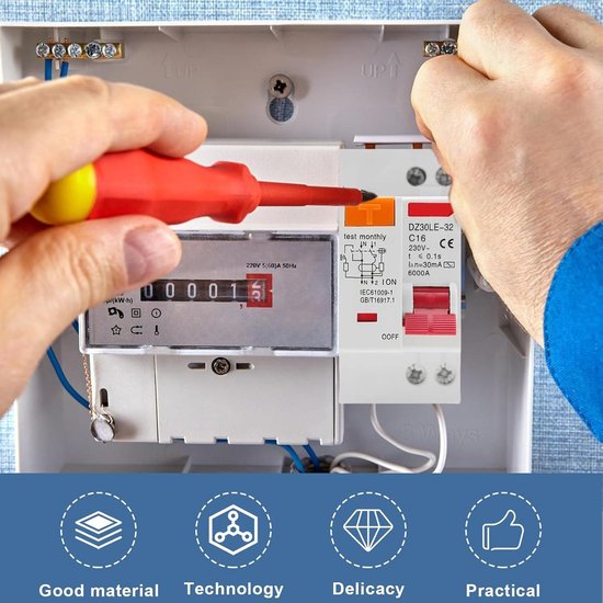 Disjoncteur Différentiel FI/LS 16A AC 230V 30mA C16 1P+N - Protection Surcharge Et Fuite - Rail DIN