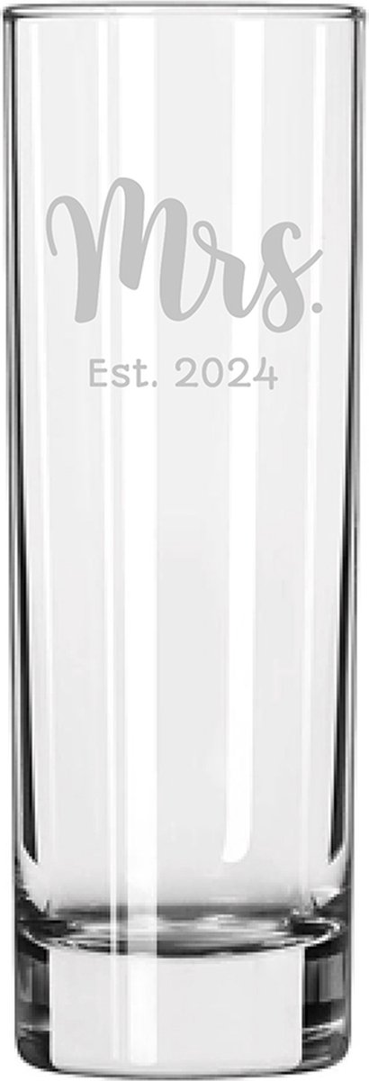 Gegraveerde longdrinkglas 22cl Mrs. Est. 2024