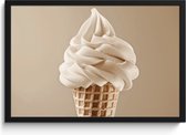 Cadre photo avec poster - Cadre poster 60x40 cm - Posters - Glace - Glace molle - Crémeux - Cornet - Beige - Photo dans cadre - Décoration murale Cuisine - Accessoires de Décoration murale - Décoration murale - Peintures