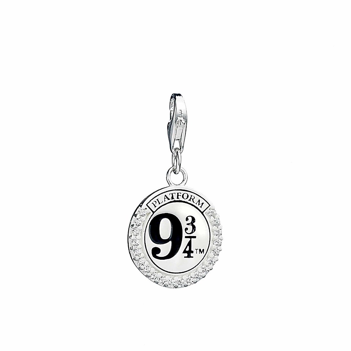 The Carat Shop - Harry Potter Sterling zilveren Platform 9 3/4 Clip Bedel met Kristallen Elementen