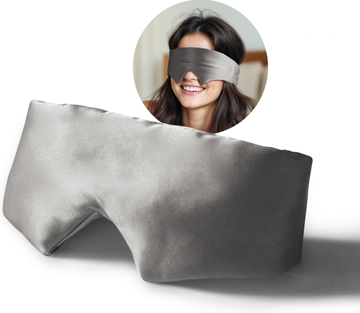 Sleeptime Zijden Slaapmasker - Silk Sleep Mask - 100% Verduisterend Oogmasker - Antraciet - 23 momme Moerbei Zijde - Mulberry Silk