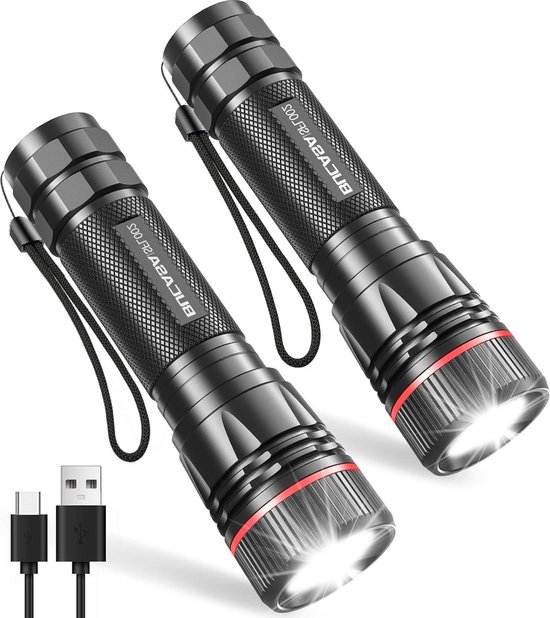 Wuben C2 LED-zaklamp, USB-oplaadbaar, 2000 lumen, EDC-tactische zaklamp