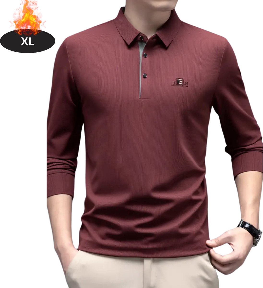 Livano Poloshirt Heren T-Shirt Heren Shirt Overhemd Polo Shirt Lange Mouwen Rood