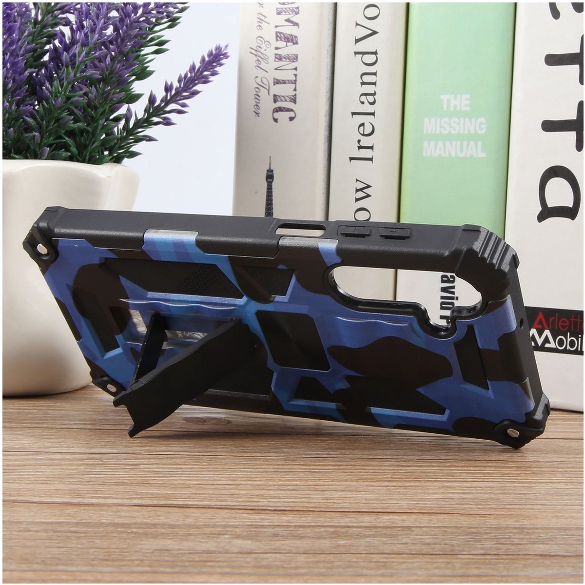 Mobigear Hoesje geschikt voor Samsung Galaxy A16 Telefoonhoesje Hardcase | Mobigear Armor Stand Backcover Shockproof met Standaard | Schokbestendig Galaxy A16 Telefoonhoesje | Anti Shock Proof - Donkerblauw