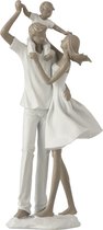J-Line decoratie Koppel Met Kind Op Schouders - polyresin - wit/taupe
