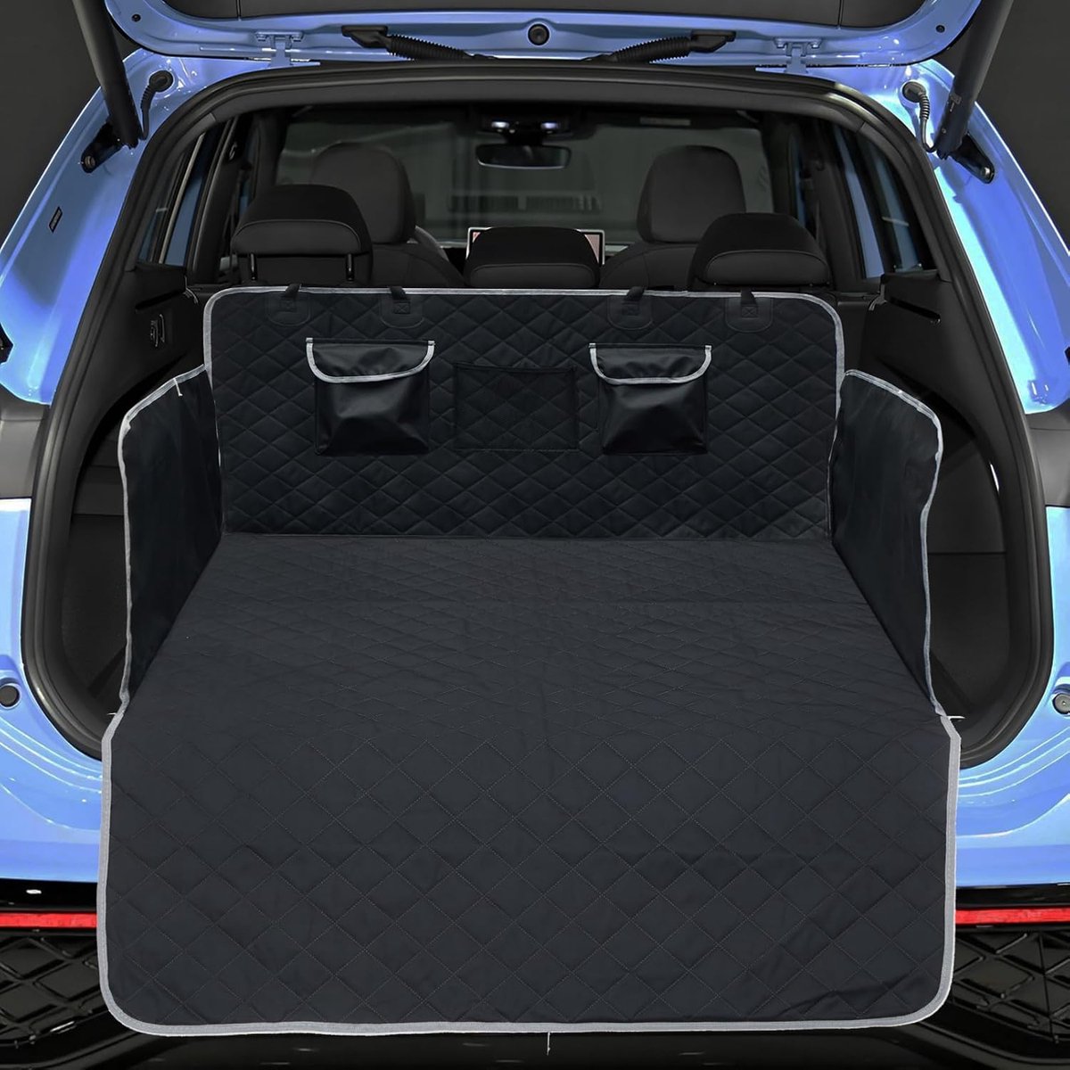 Candala Kofferbeschermer, antislip voering beschermer met zijbescherming en bumperbescherming, waterdicht en antischimmelend, gemakkelijk schoon te maken, robuuste hondenkofferbakhoes voor auto,