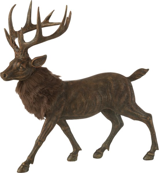 J-Line figuur Hert Bont - polyresin - bruin - large
