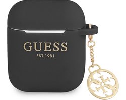 Guess Charms Silicone Case voor Apple Airpods 1 & 2 - Zwart