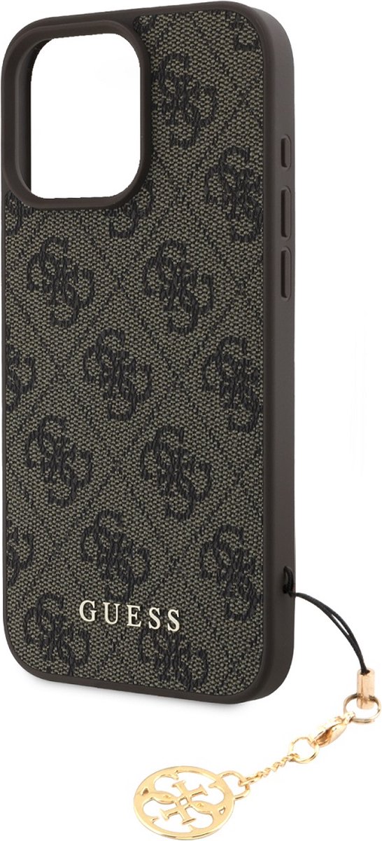 GUESS, Back Cover Geschikt voor Apple iPhone 16 Pro Max Bedrukt 4G, Bruin