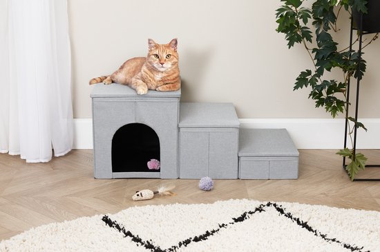Lifa Living Dierentrap - Met opslagruimte - Max draagvermogen 50KG - 70x35x30cm (LxBxH) - Grijs