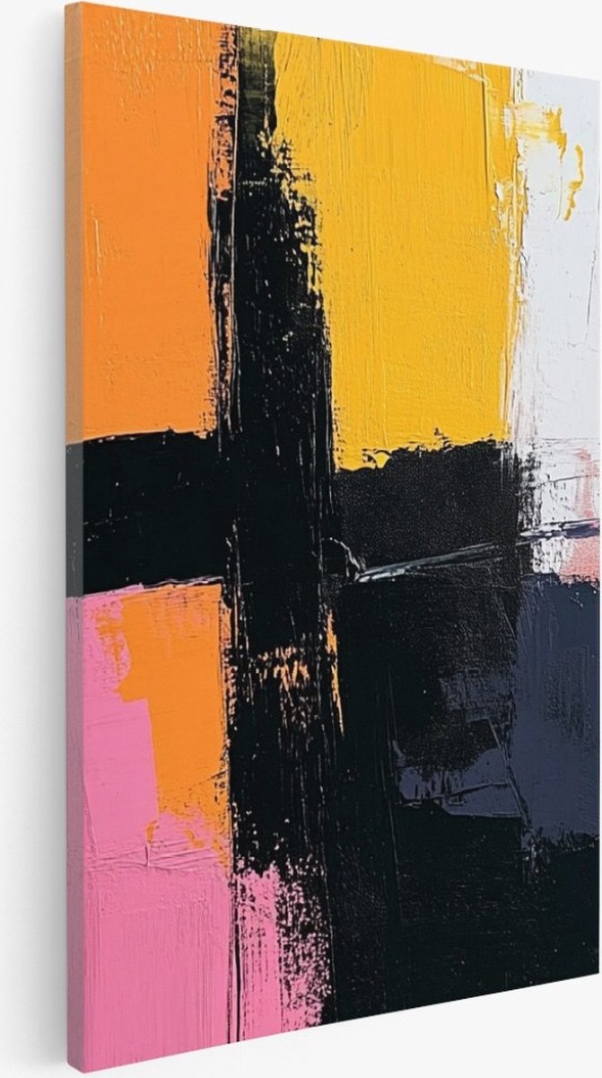 Saammp Canvas Schilderij - Gekleurde vormen - Abstract - 30x40 - Foto op canvas - Wanddecoratie - Muurdecoratie Woonkamer - Slaapkamer decoratie - Canvas Print Multicolor