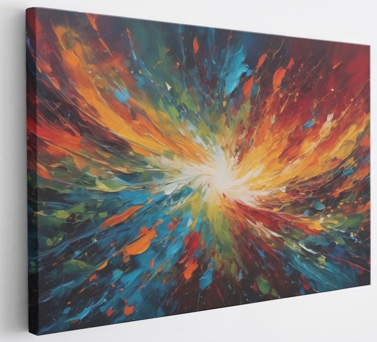 Saammp Canvas Schilderij - Kleurrijk - Abstract - 100x75 - Foto op canvas - Wanddecoratie - Muurdecoratie Woonkamer - Slaapkamer decoratie - Canvas Print Multicolor