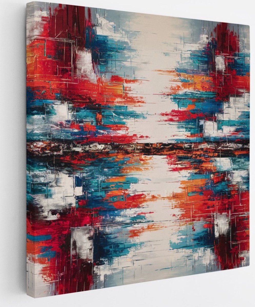 Saammp Canvas Schilderij - Spiegel kleuren - Abstract - 100x100 - Foto op canvas - Wanddecoratie - Muurdecoratie Woonkamer - Slaapkamer decoratie - Canvas Print Multicolor