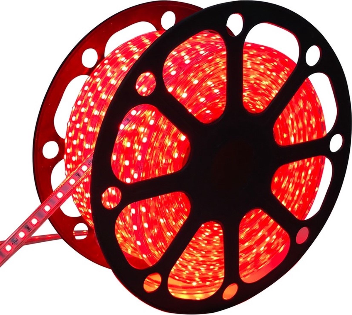 Lichtslang rood | 230V AC - 7W - 60 LED's/m | sproeidicht IP65 | 50 meter