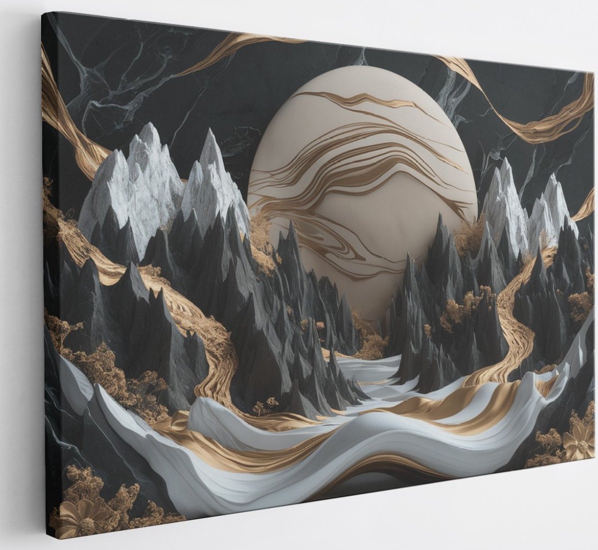 Saammp Canvas Schilderij - Grof landschap - Abstract - 70x50 - Foto op canvas - Wanddecoratie - Muurdecoratie Woonkamer - Slaapkamer decoratie - Canvas Print Multicolor