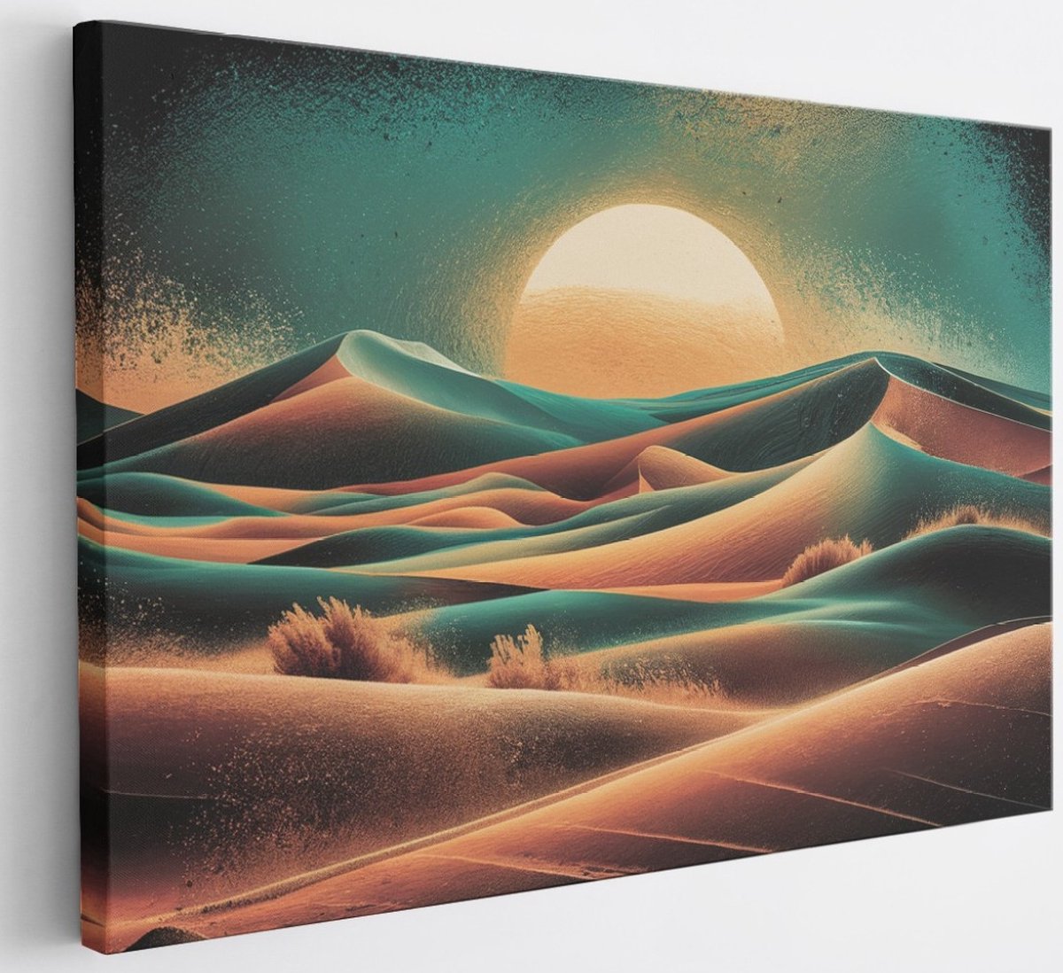 Saammp Canvas Schilderij - landschap met zon - Abstract - 40x30 - Foto op canvas - Wanddecoratie - Muurdecoratie Woonkamer - Slaapkamer decoratie - Canvas Print Multicolor