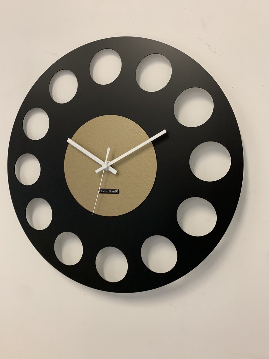ChantalBrandO Wandklok MARAVAL Black & Gold XL Modern Design