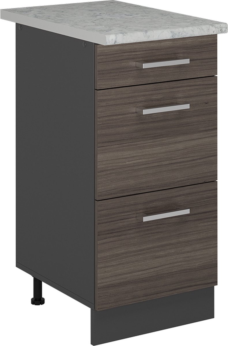 Vicco R-Line Keukenonderkast – 40 cm met laden, AP marmer Edel grijs