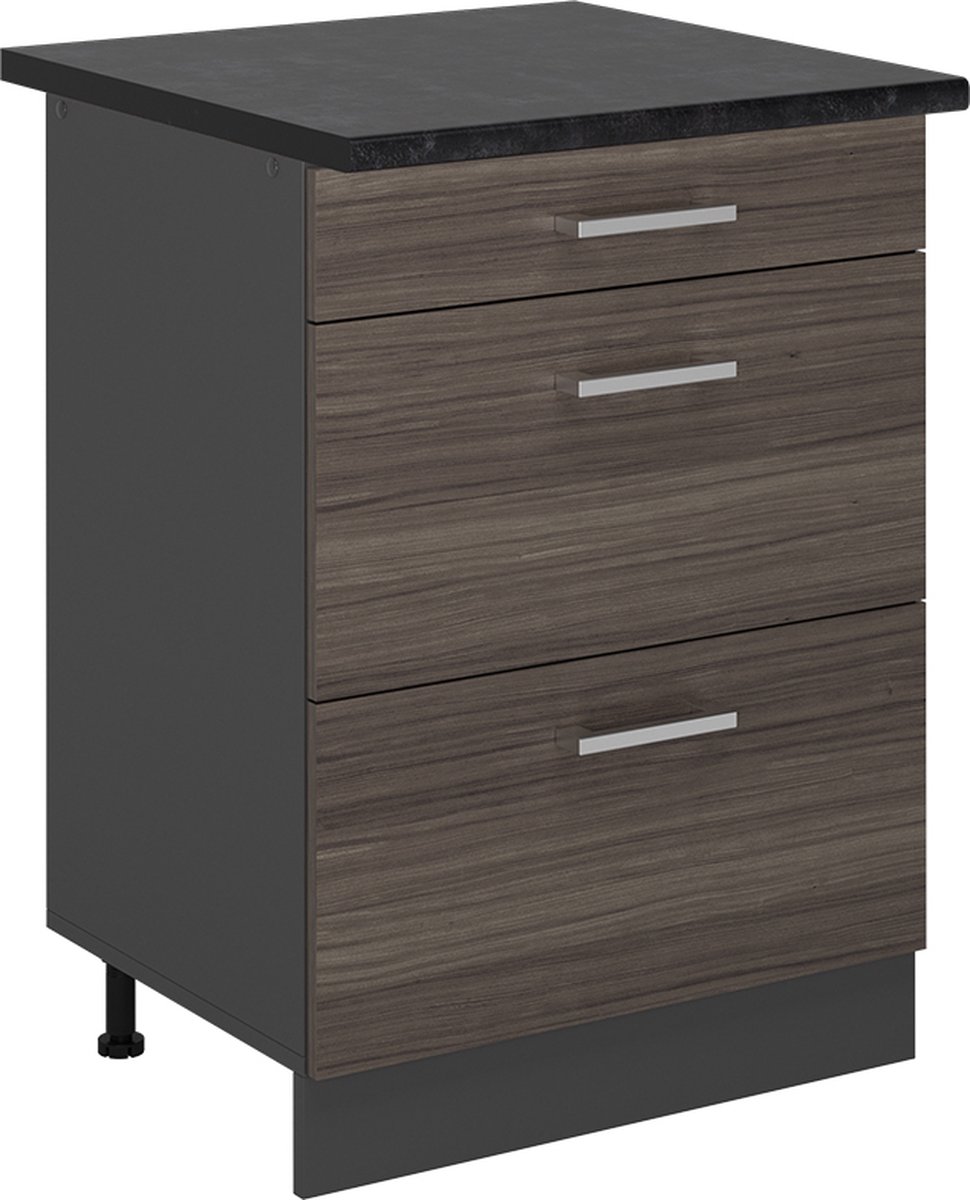 Vicco R-Line Keukenonderkast – 60 cm met laden, WB Antraciet Edel grijs