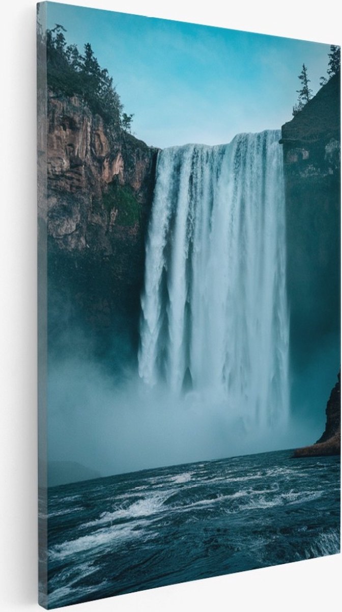 Saammp Canvas Schilderij - Grote Waterval - Landschap - Natuur - 60x90 - Foto op canvas - Wanddecoratie - Muurdecoratie Woonkamer - Slaapkamer decoratie - Canvas Print Multicolor