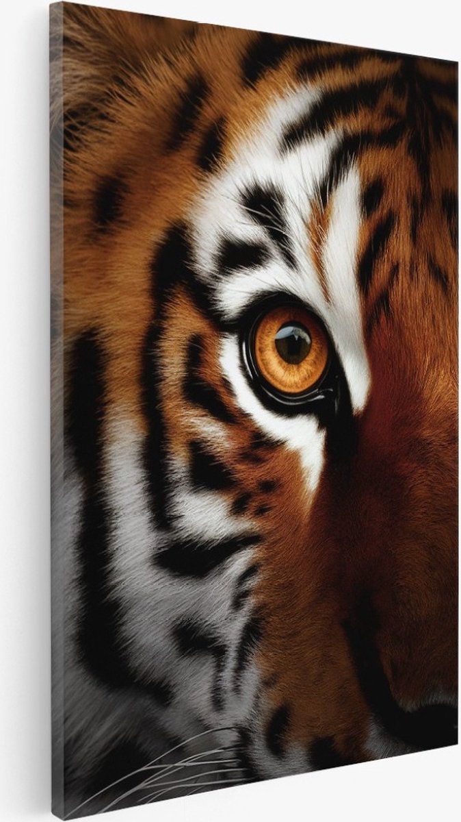 Saammp Canvas Schilderij - Tijger oog - Abstract - Dieren - 75x100 - Foto op canvas - Wanddecoratie - Muurdecoratie Woonkamer - Slaapkamer decoratie - Canvas Print Multicolor