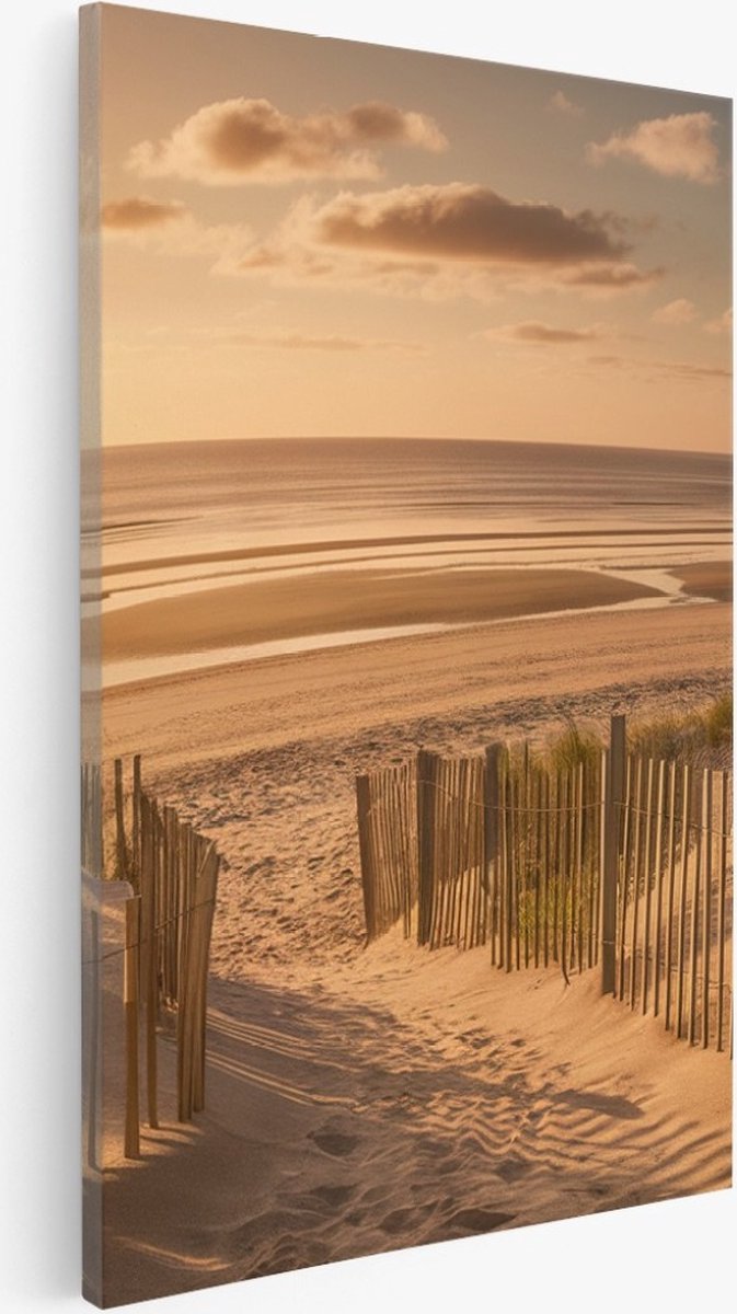 Saammp Canvas Schilderij - Pad naar het Strand - Zee - 75x100 - Foto op canvas - Wanddecoratie - muurdecoratie Woonkamer - Slaapkamer decoratie - Canvas Print Multicolor