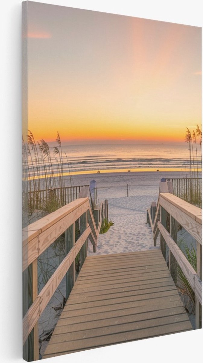 Saammp Canvas Schilderij - Hart bij het strand - Zee - Duinen - 50x70 - Foto op canvas - Wanddecoratie - muurdecoratie Woonkamer - Slaapkamer decoratie - Canvas Print Multicolor