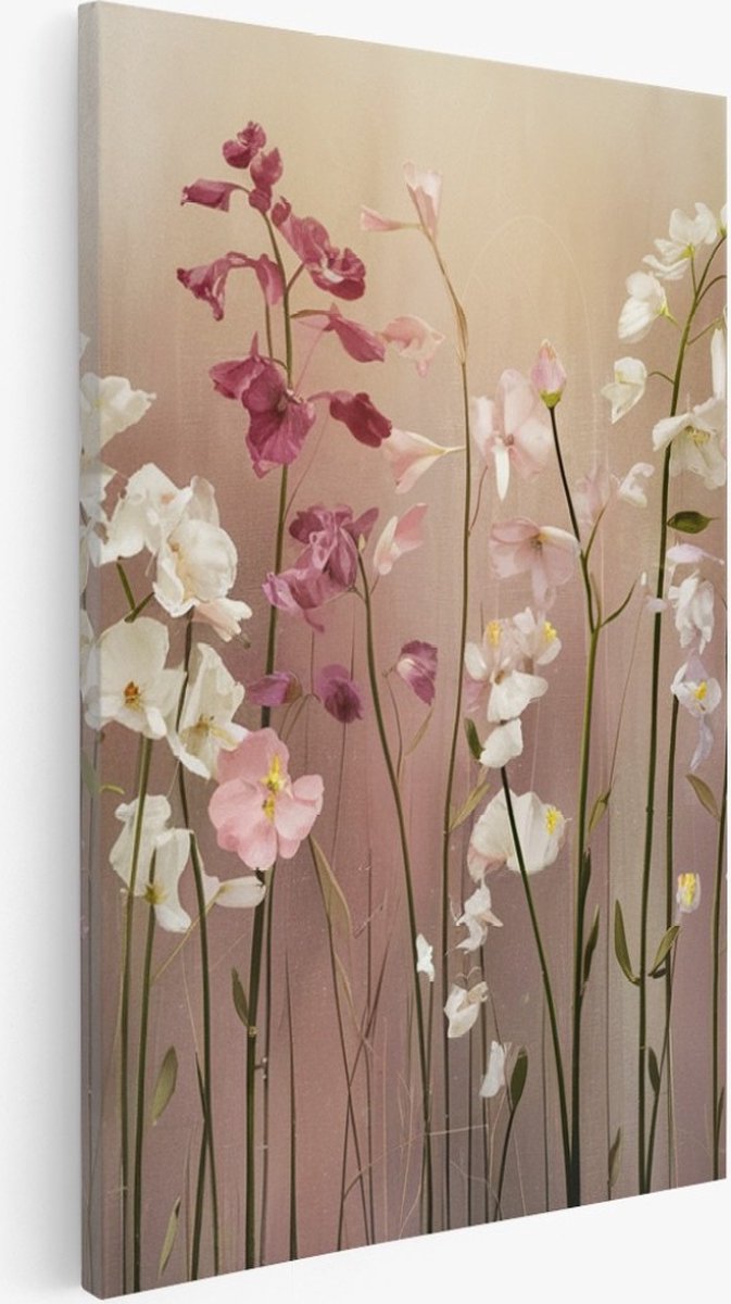 Saammp Canvas Schilderij - Kleurrijk bos bloemen - Natuur - Landschap - 30x45 - Foto op canvas - Wanddecoratie - Muurdecoratie Woonkamer - Slaapkamer decoratie - Canvas Print Multicolor