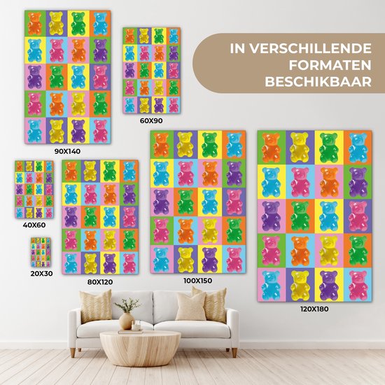 Peinture sur toile 80x120 cm - Décoration murale Art- Snoep - Gummy - Coloré - Décoration murale salon - Décoration chambre - Accessoires chambre - Peintures sur toile