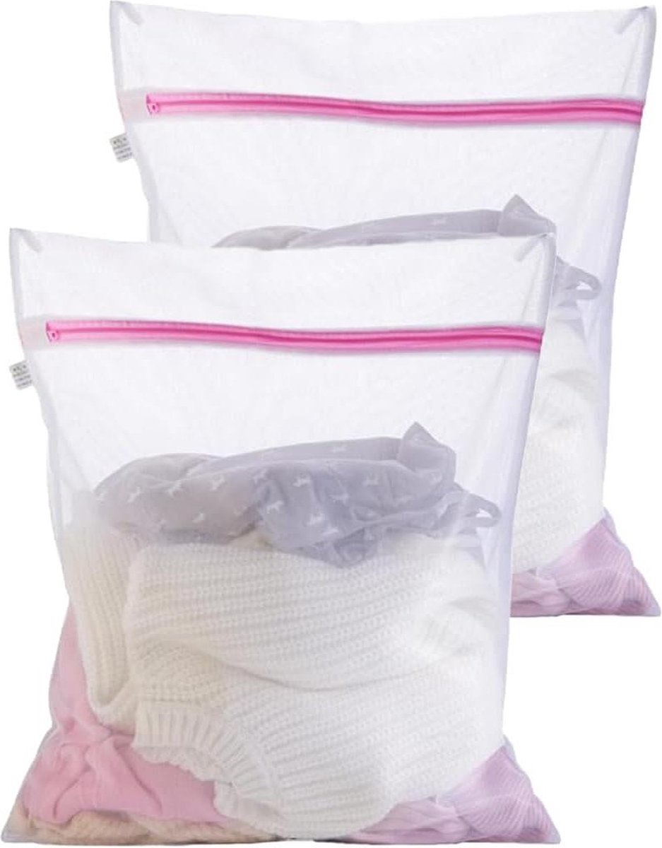 Wasnet Set van 2 - Grote waszakken 50 x 60 cm - Duurzame zak met rits.
