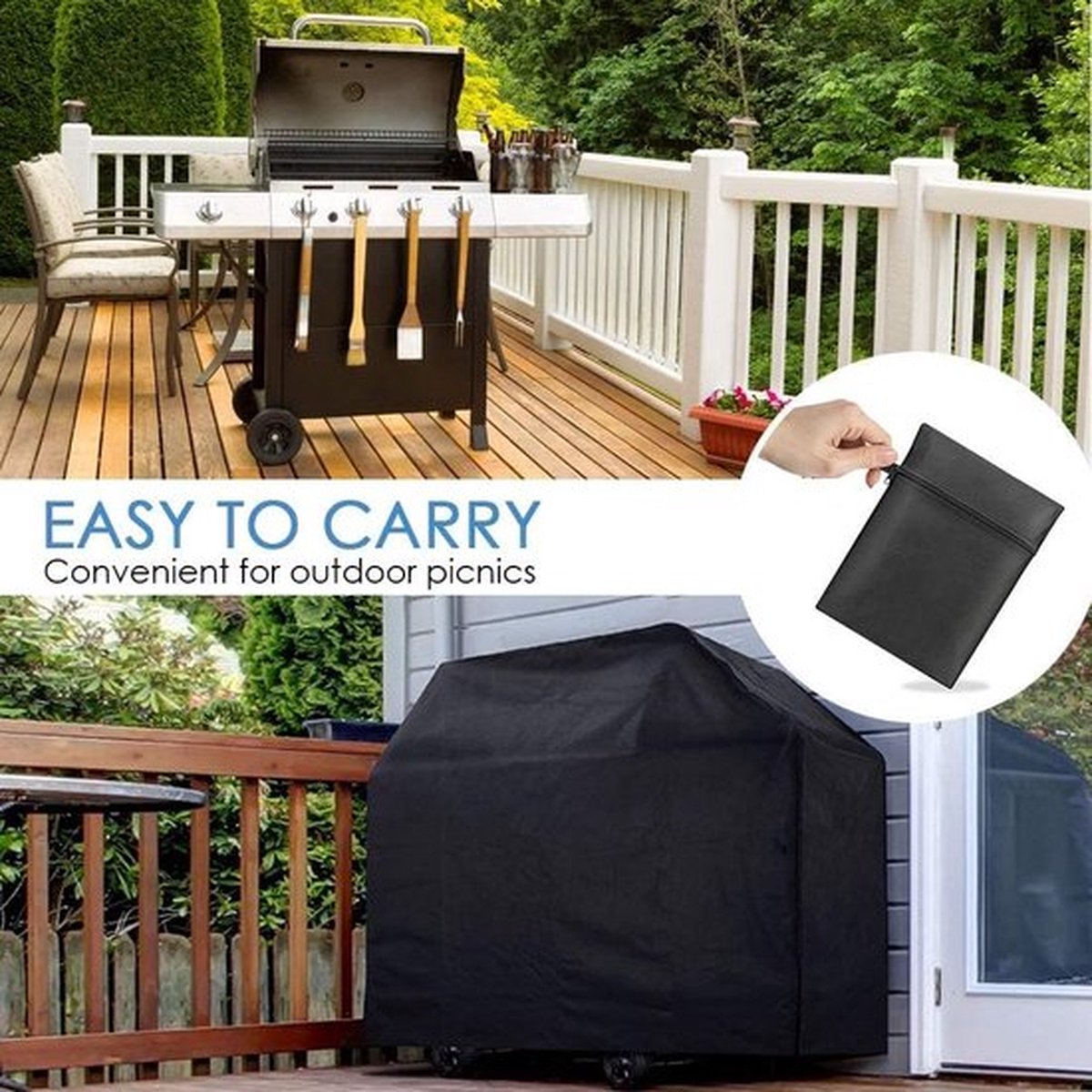 Barbecue Cover Heavy Duty 210D Oxford Stof Outdoor BBQ Grill Cover Waterdicht Winddicht Rip-Proof en UV Bestand (145x61x117cm)