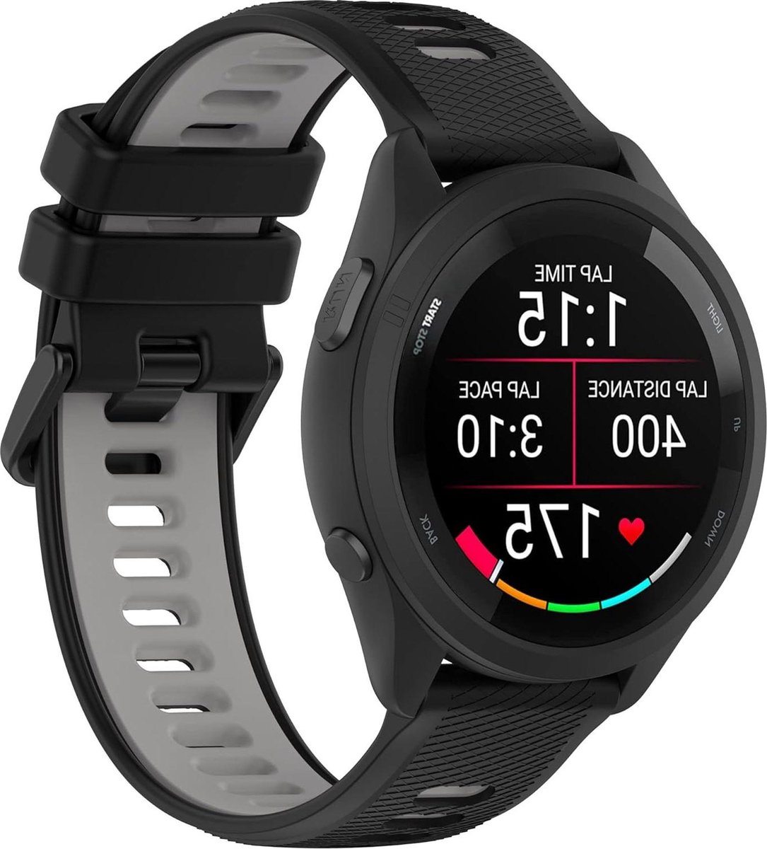Siliconen sportarmband 18 mm voor Forerunner 255s/265s Music - reservearmband - compatibel met Garmin Vivoactive 4s/Vivomove 3s/Venu 2s .