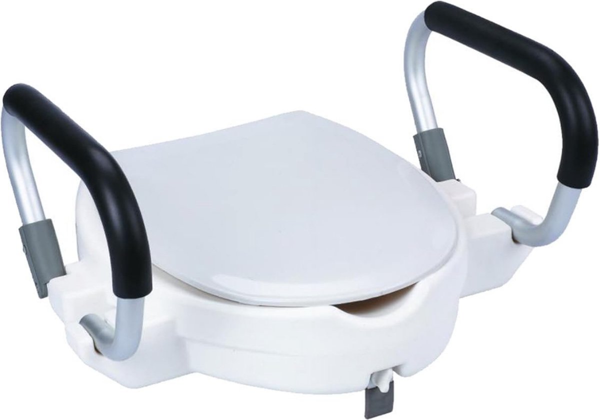 Toiletverhoger met Armleuning - Voor Ouderen - WC Verhoger - Verhoogde Bril – Toiletframe - Met Deksel en Armleuningen – Toilet lift - Wit