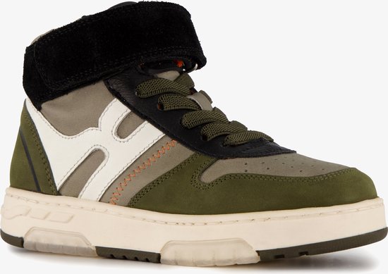 Braqeez hoge leren jongens sneakers groen - Maat 29 - Uitneembare zool