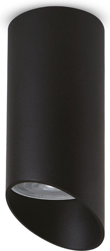 Maclean - Luminaire/tube en saillie - spot - rond - aluminium - Avec lampe LED GU10 - 4000K - 55x130mm - Zwart - MCE360 B