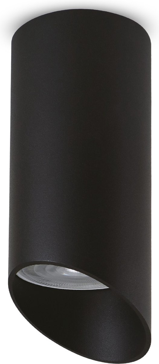 Maclean - Opbouwarmatuur/buis - spot - rond - aluminium - Met LED lamp GU10 - 4000K - 55x130mm - Zwart - MCE360 B