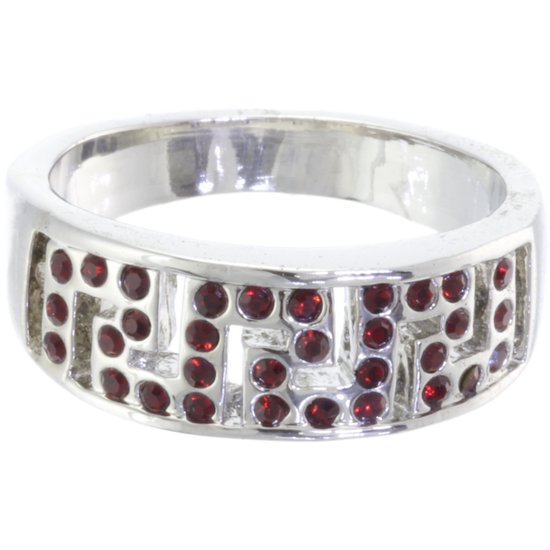 Behave - Ring - Bague argentée avec pierres de cristal rouges - Sans nickel - Design de Luxe