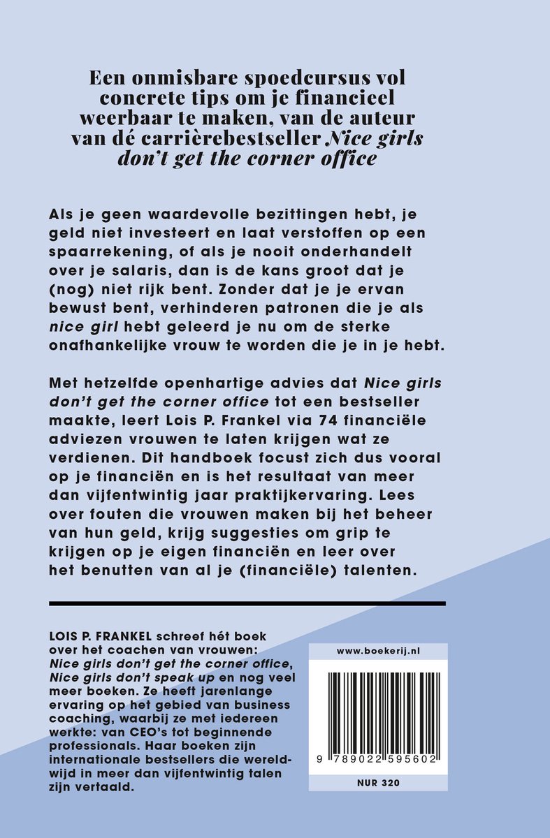 Boekcover met de titel 'Nice girls don't get the corner office' door Lois P. Frankel.