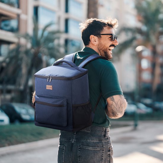 Packaway Koeltas Rugzak 25L - Incl. 2 gratis koelelementen - Incl. gratis flessenopener - Waterafstotend - Anti diefstal vak - 4 Laags geïsoleerd - Blauw van Packaway — afbeelding 5