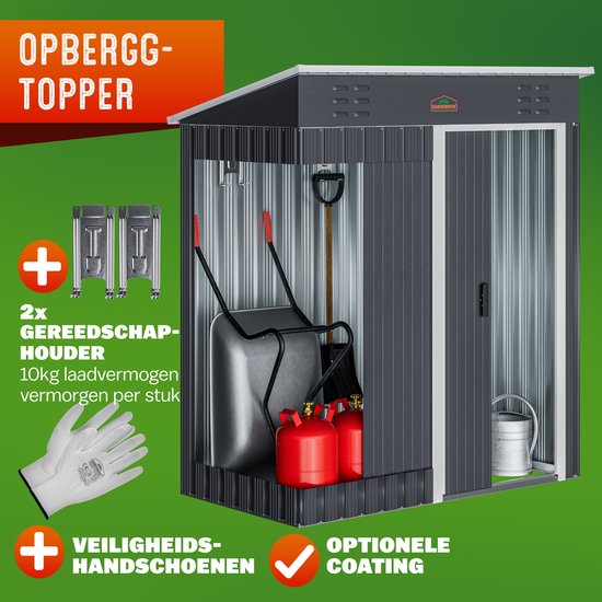 Abri de jardin acier zingué 164x84x182cm porte coulissante cabane outils cadenas