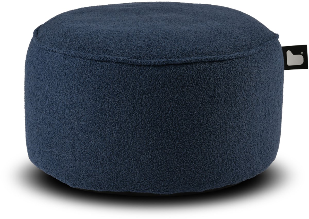 Extreme Lounging b-poufe teddy poef rond voor binnen zacht & comfortabel 60x40cm navy