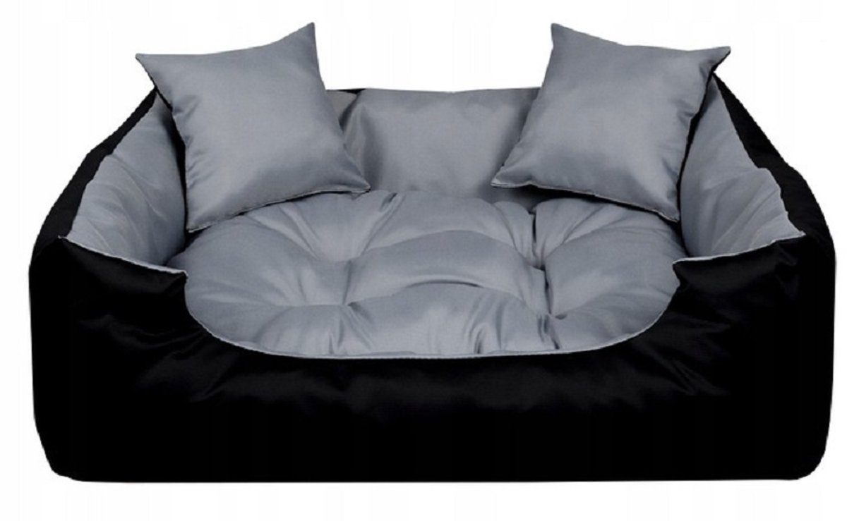 Waterdicht hondenbed - silicone vulling - 55 x 45 cm - Kleur grijs + zwart - voor kleine hond - maat S