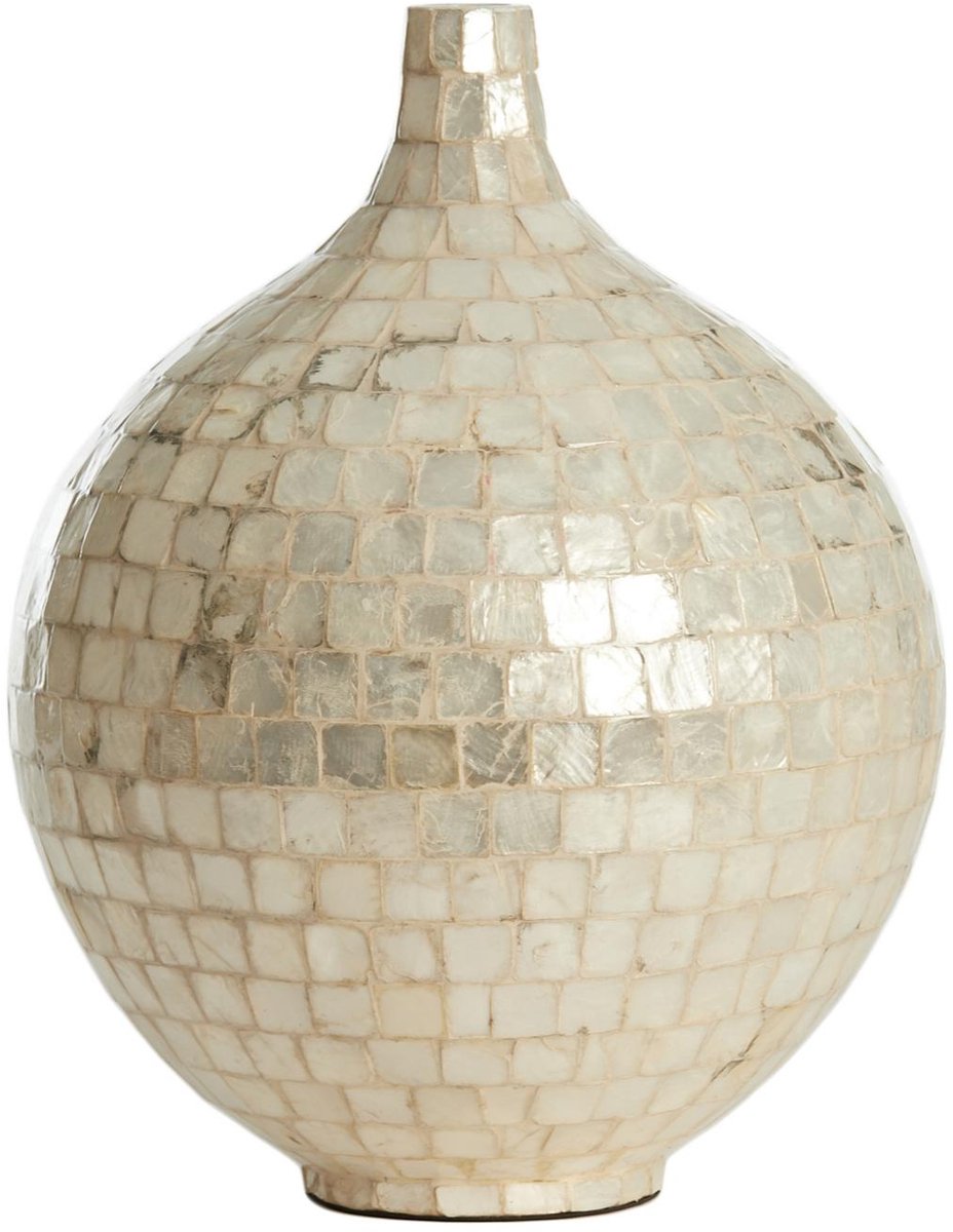 Vaas Elorza - Crème - Ø28cm - Hout - Modern - Bloemenvaas - Woondecoratie - Decoratieve vaas voor woonkamer of slaapkamer - Moederdag - Moederdag cadeautje - Moederdag cadeau voor mama