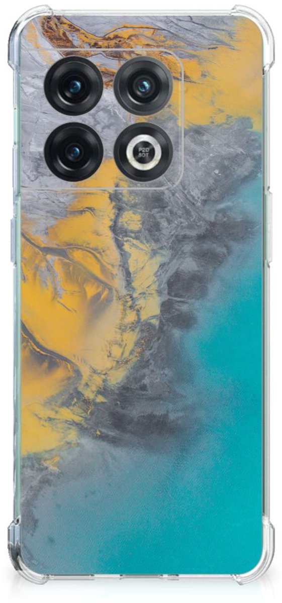 OnePlus 10 Pro Anti-Shock Hoesje Marble Blue Gold