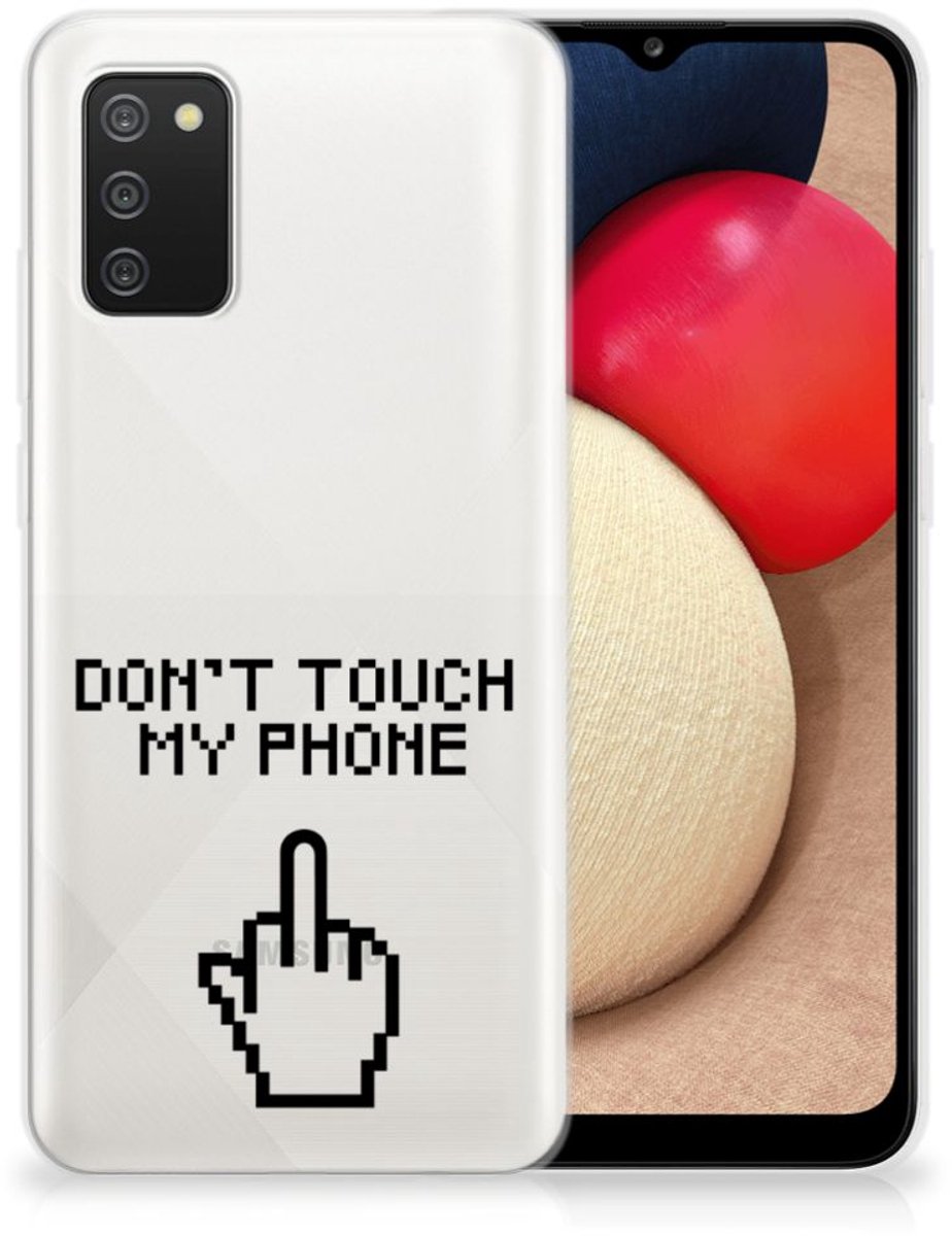 Samsung Galaxy A02s Silicone-hoesje Finger Don't Touch My Phone