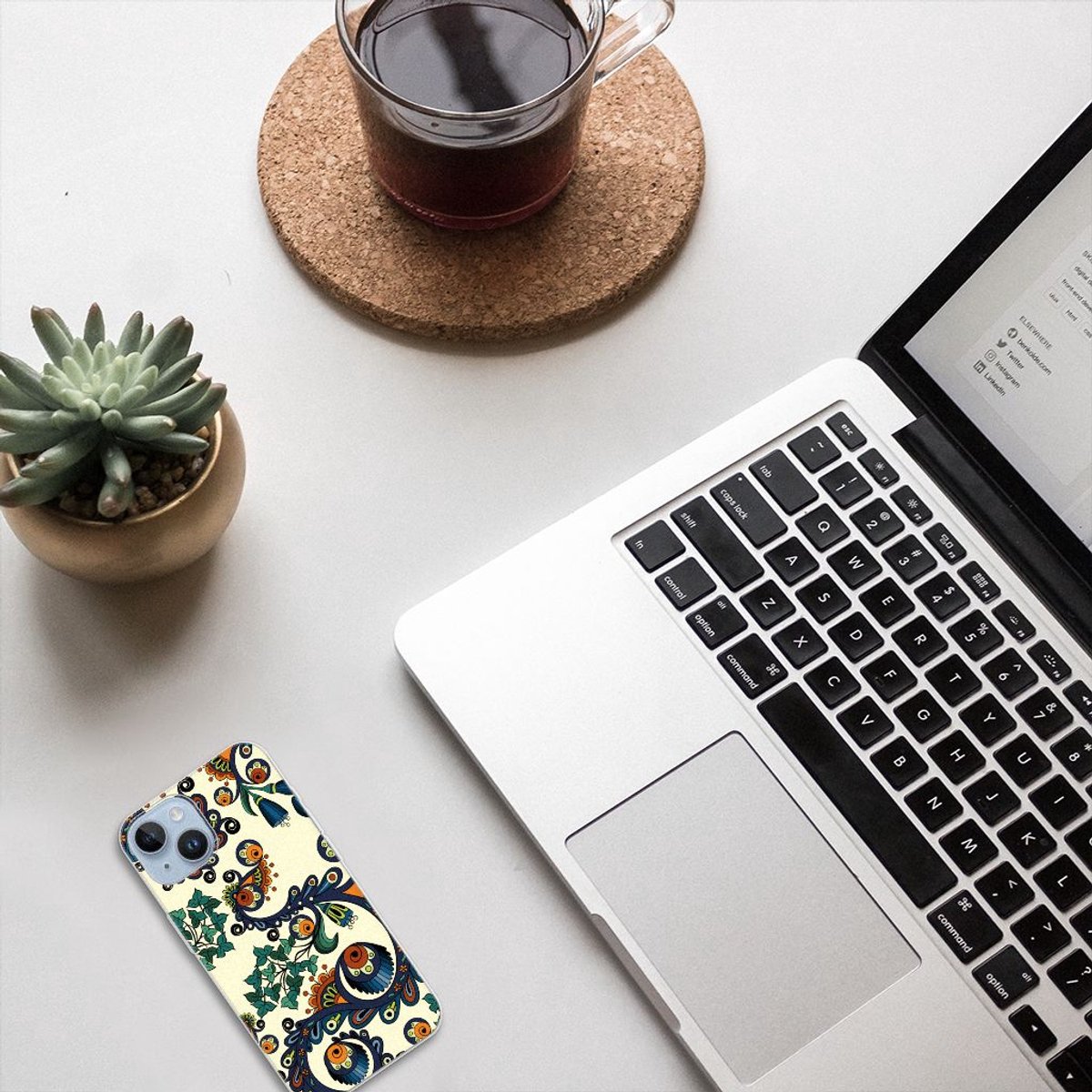 Siliconen Hoesje Apple iPhone 14 Barok Flower