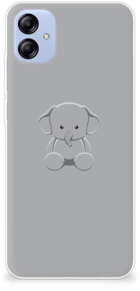 Samsung Galaxy A04e Telefoonhoesje met Naam Grijs Baby Olifant