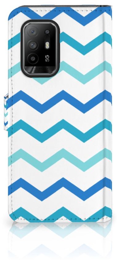Coque OPPO Reno5 Z | A94 5G magnétique Cuir PU Protection Etui Housse pour Zigzag Bleu